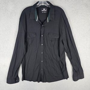 Buttercloth Shirt Mens 2XL Black Regular Detailed Pockets Long Sleeve Button Up‎
